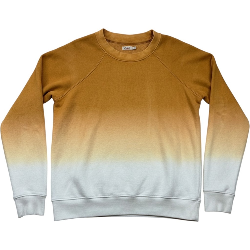 Faherty Ombre‎ Sweatshirt Womens Small Yellow White Dip Dye Cotton French Terry